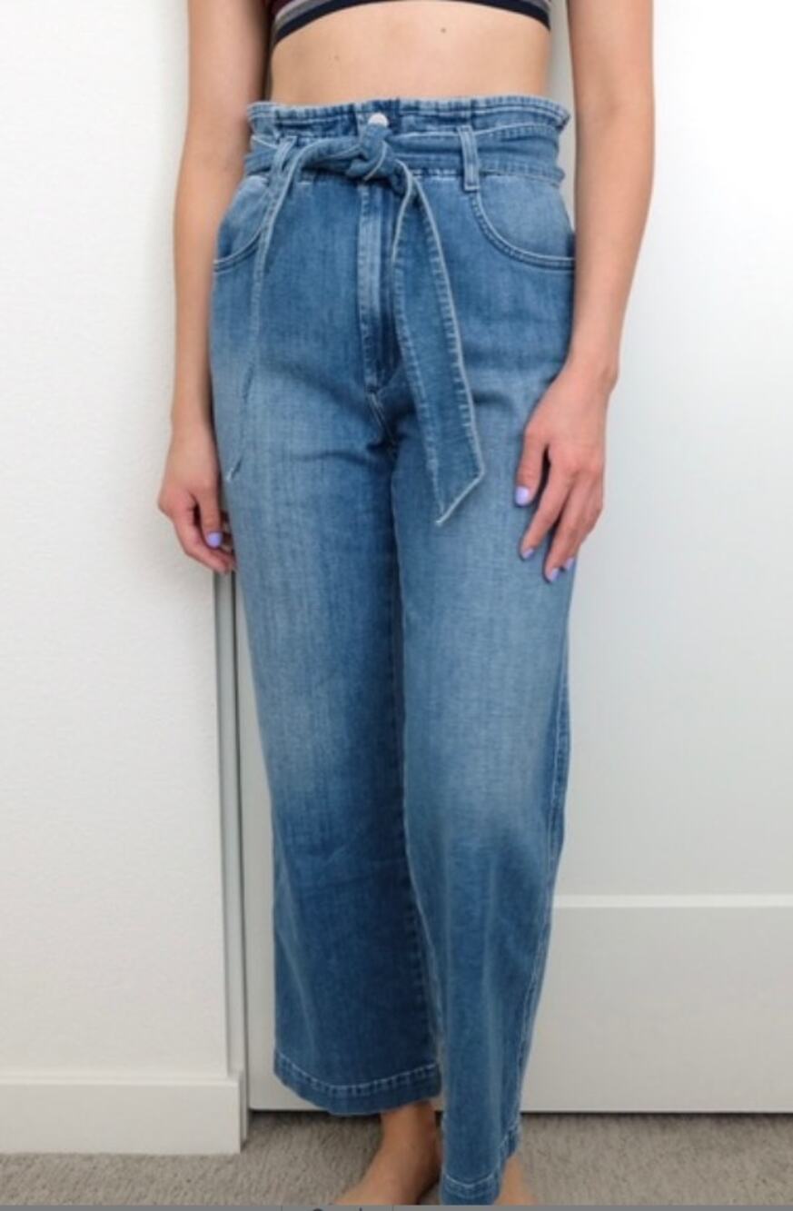 Joe's Jeans Womens 27" Paperbag Waist Belted Blue Jeans Trouser Pants NEW